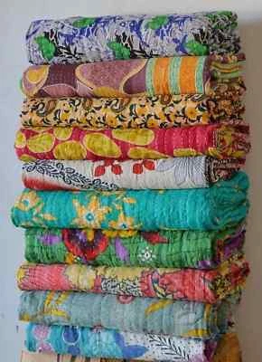 Venta Completa Tribal Kantha Edredones Mixto Lote De Colección Algodón Cubierta De Cama Parches Antiguos Foto 1 de 4