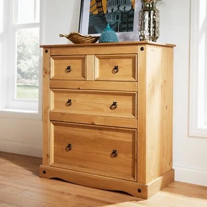 Chest of Drawers 2+2 Drawers Solid Pine Furniture Corona Home Furniture - Picture 1 of 9