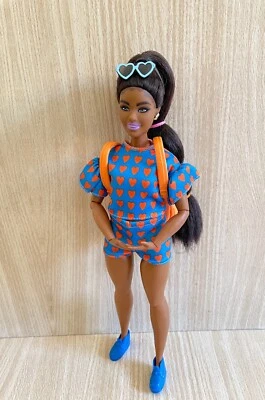 Barbie Casual African American Curvy Fashionistas Doll  In Blue and Orange - Image 1 of 3