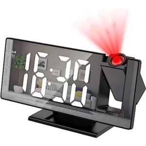 7.8 In. Large Screen 180° Projection Alarm Digital Clock in White for Bedroom Of - Picture 1 of 12
