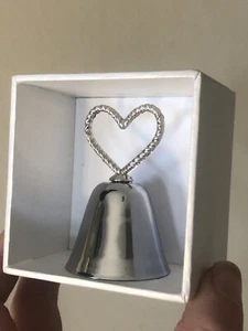Silver Bell Heart Handle Decoration Wedding Kissing Bells Christmas Gift Box New - Picture 1 of 12