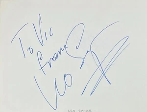 LEO SAYER & GRAHAM GOOCH Dual Autographed Signed ALBUM PAGE 4 1/4" x 5 1/2" - Picture 1 of 8