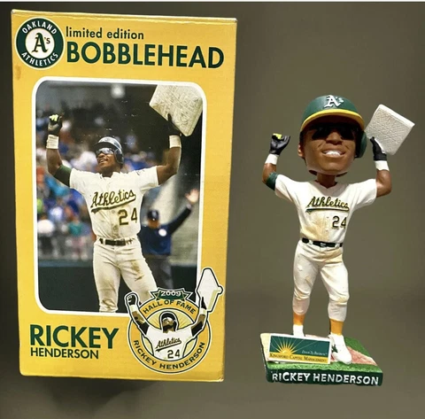 Oakland A's Rickey Henderson Bobblehead Limited Edition HOF Stolen Base Cover