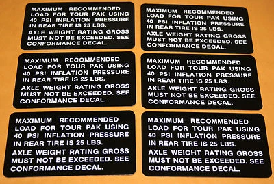 6 pegatinas de inflado de neumáticos originales Harley Davidson Tour Pak 14076-83 (280) nuevas en stock Foto 1 de 4