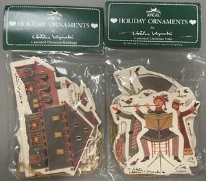 8 CHARLES WYSOCKI PEOPLE & BUILDINGS DIE CUT CHRISTMAS ORNAMENTS NEW IN PACKAGE - Picture 1 of 2