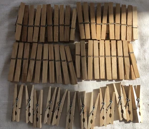 Lot of 53 WOODEN CLOTHES PINS Pinch Type NEW - Picture 1 of 6