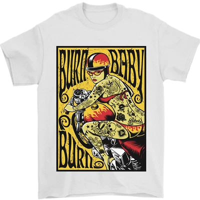 Burn Bebé Burn Mujer Motero Moto Hombre Camiseta 100% Algodón - Imagen 1 de 4