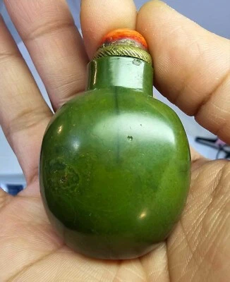 Antigua botella de tabaco china marrón verde jade 73g - LEER - B4 Foto 1 de 4