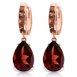 13.2 Carat 14K Solid Rose Gold Garnet Hoop Drop Earrings - Picture 1 of 3