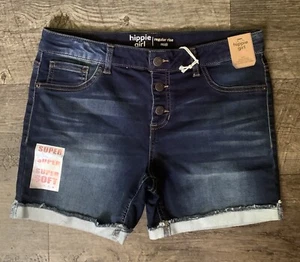 NWT Hippie Girl Denim Shorts Midi Regular Rise Sz 7 - Picture 1 of 2