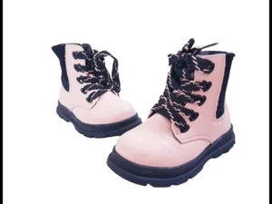 Baby Girls Beige Lace Up Ankle Boots Size 8/26EUR Regular Zip - Picture 1 of 12