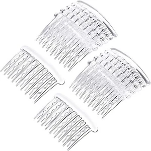 HAIR SIDE COMBS HAIR SLIDES 4/2 PACK OF CLEAR 8.5 TORT HAIR COMB PLASTIC HAIRDO - Picture 1 of 10
