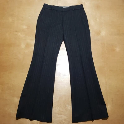 Теория Preston C черный и темно-серый в полоску эластичной шерсти расклешенный ноги брюки размер 2 - Изображение 1 из 4