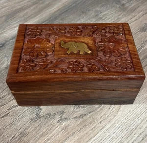 INDIAN SHEESHAM WOOD HANDMADE BOX SUITABLE FOR JEWELRY , COINS , HERBS SZ 6x4 - Picture 1 of 8