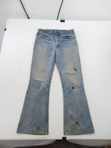 Vintage Levis Jeans Mens 28 - 30 70s Flared Bootcut Thrashed Hippie Orange Tab