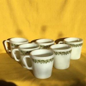 Taza de té de café margarita loca con flor de resorte vidrio de leche Pyrex de colección (Juego de 6) - Imagen 1 de 11