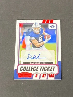 Dax Milne 2021 Panini Contenders Draft Picks RC College Ticket Red Auto #285 - Image 1 of 4