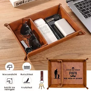 Taschenleerer Leder Ablageschale Tablett Serviertablett Tray Lederschale Braun - Bild 1 von 9