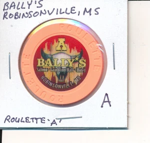 ROBINSONVILLE MISSISSIPPI CASINO CHIP - BALLY'S CASINO ROULETTE 'A' - A - Picture 1 of 2