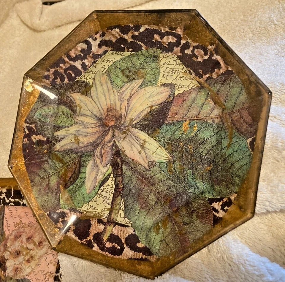 Platos de vidrio decoupage Laurel Wilder, 1999 flores firmadas - elige un plato Foto 1 de 1