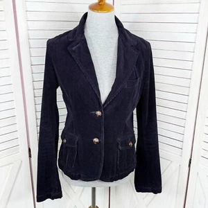 American Eagle Outfitters Corduroy Blazer Women Medium Navy Blue Preppy. Jacket - Picture 1 of 14