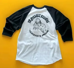 DR Strange Records T Shirt Vintage Medium Raglan Tee Music Vinyl Punk Band - Picture 1 of 7