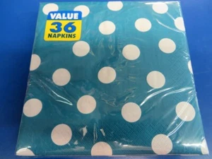 Polka Dot Peacock Blue Shower Birthday Garden Party Bulk Paper Luncheon Napkins - Picture 1 of 1