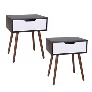 2 PCS Side End Table Sofa Table with Drawer Saving Space Storage Bedroom - Picture 1 of 6