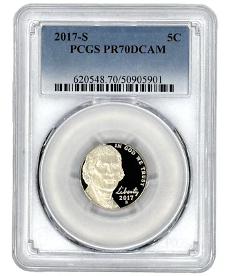 2017 S 5C Jefferson Nickel PCGS PR70DCAM - NOT FROM ENHANCED SET - RARE COIN - Image 1 of 2