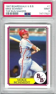 1987 BOARDWALK & BB TOP RUN MAKERS WITH SLASH #1 MIKE SCHMIDT PSA 9 MINT - Picture 1 of 1