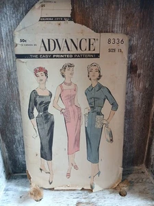 Advance 8336 Talla 13 Vintage Patrón de Costura Años 50? Vestido y chaqueta vaina - Imagen 1 de 3
