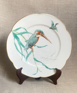 Antique c1870 Minton Hand Painted Kingfisher Spots Fish Bone China Cabinet Plate - Picture 1 of 22