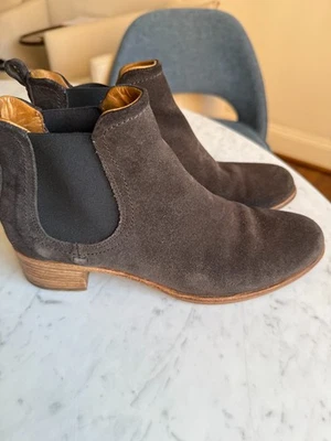 ALBERTO FERMANI Camurça Antracite com Forro de Couro Chelsea Tamanho 38 Fabricado na Itália - Imagem 1 de 4