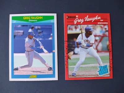 1990 Donruss - Rated Rookie Greg Vaughn #37, 1990 Score Rising Stars #30  - Image 1 of 4