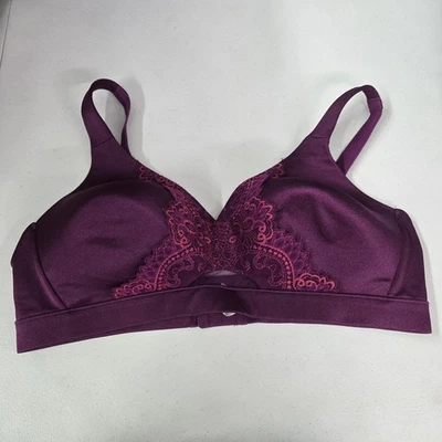 Cacique Women Bra 40C Purple T Shirt Wireless Lace Strap Adjustable - Image 1 of 4