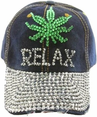 Weed Hat for Women Rhinestone Hat, Bedazzled Bling Baseball Caps, Distressed... - Image 1 of 4