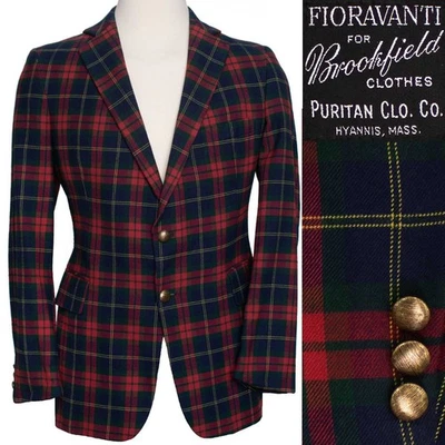 Vintage Fioravanti Brookfield Sport Coat Jacket Red Tartan Plaid Wool Flannel 40 - Image 1 of 4