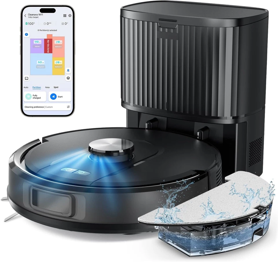 Proscenic Q8 Max New, Robot Aspirapolvere, Nero [Classe di efficienza energetica - Immagine 1 di 4