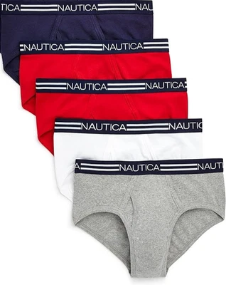 Roupa íntima masculina Nautica clássica algodão mosca 5 peças vermelho branco azul cinza XXL - Imagem 1 de 4