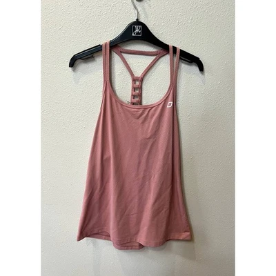 Camiseta sin mangas Lorna Jane Racerback Stretch, rosa polvorienta, con corazón de firma talla L Foto 1 de 4