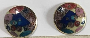 VINTAGE CLOISONNÉ RUNDE OHRRINGE - Bild 1 von 7