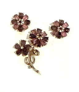 Marcel Boucher Signed & Numbered # 6778 Flower Brooch &  #6779 Clip-on Earring - Picture 1 of 12