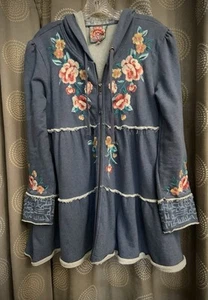 Johnny Was Phoebe Embroidered Hoodie Tunic Floral Bohemian Size M - Picture 1 of 6