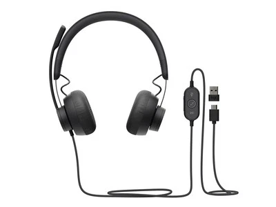Logitech Zone 750 Wired On-ear Headset with Noise-canceling microphone, USB-C an - Image 1 of 4