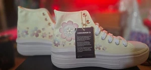 NEW w/tags Converse All-Star Hi Top Stack Soles Mens 9; Womens 10.5 FLOWER POWER - Picture 1 of 8