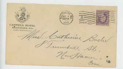  Mr Fancy Cancel Caswell Hotel Baltimore MD 1917 CVR #1856 Foto 1 de 2