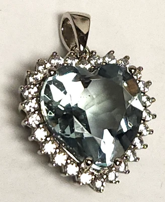 Colgante de plata de ley 925 piedra preciosa rey GSK aguamarina azul y topacio blanco Foto 1 de 4