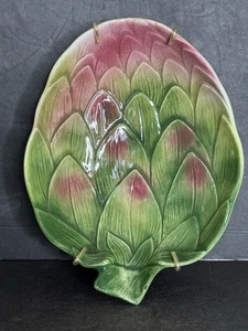 Plato de alcachofa mayólica vintage en percha pintado a mano Italia plato de decoración - Imagen 1 de 19