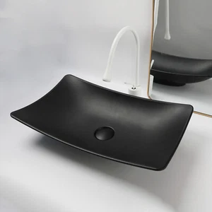 Fregadero de lavabo de baño de resina de piedra cuenco negro combos grifo blanco juego de drenaje cromado - Imagen 1 de 6