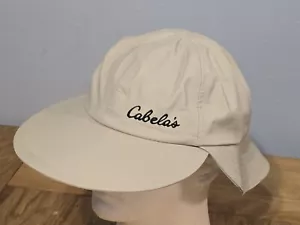 Vintage 1987 Cabelas Wide Brimmed Gore-tex Fishing Sun Hat Tan - Picture 1 of 11